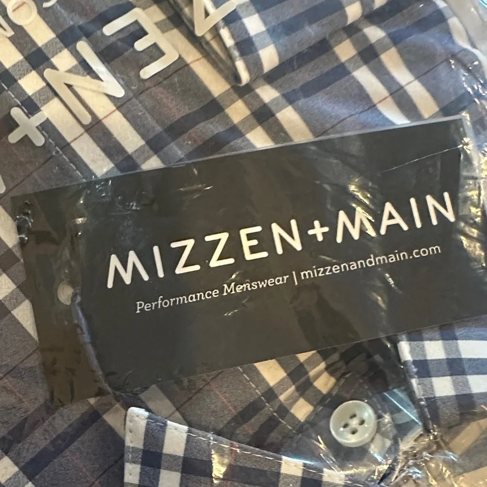 Mizzen+Main Blue and White Plaid Dress Shirt - Picture 5 of 5